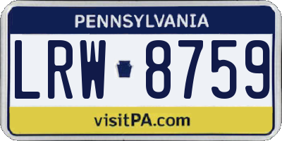 PA license plate LRW8759
