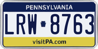 PA license plate LRW8763
