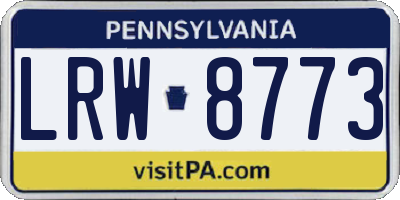 PA license plate LRW8773