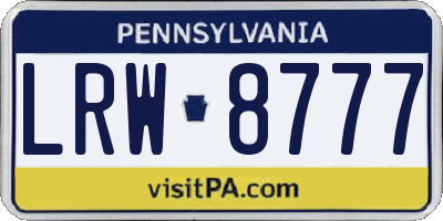PA license plate LRW8777