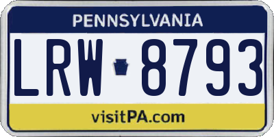 PA license plate LRW8793