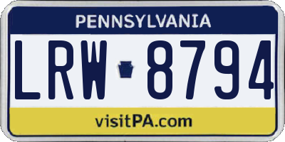 PA license plate LRW8794