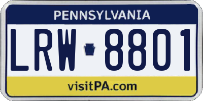 PA license plate LRW8801