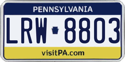 PA license plate LRW8803