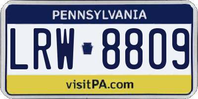 PA license plate LRW8809