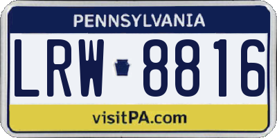 PA license plate LRW8816