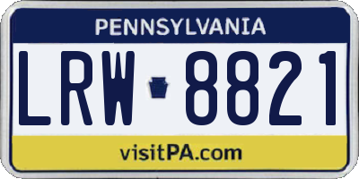 PA license plate LRW8821