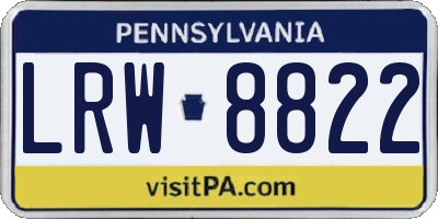 PA license plate LRW8822