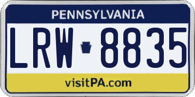 PA license plate LRW8835