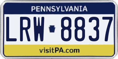 PA license plate LRW8837