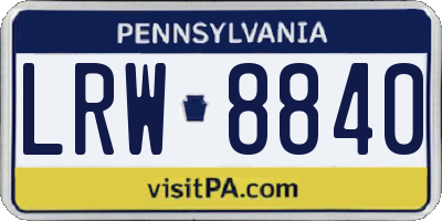PA license plate LRW8840