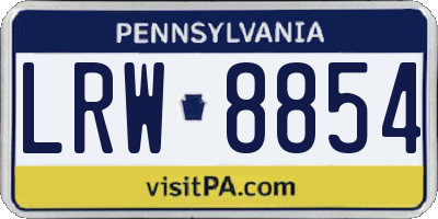 PA license plate LRW8854