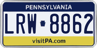 PA license plate LRW8862