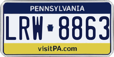 PA license plate LRW8863