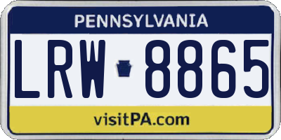 PA license plate LRW8865
