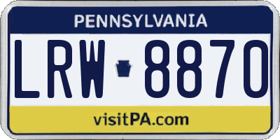 PA license plate LRW8870