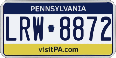 PA license plate LRW8872
