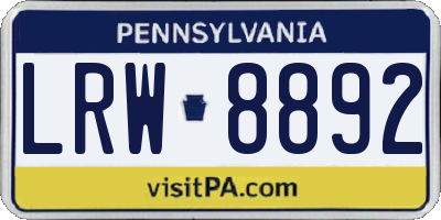 PA license plate LRW8892