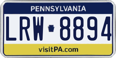 PA license plate LRW8894