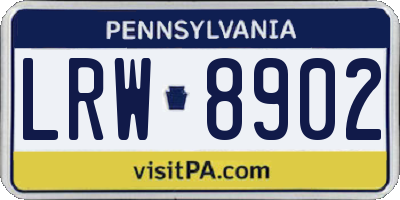 PA license plate LRW8902