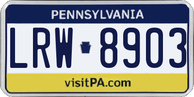 PA license plate LRW8903