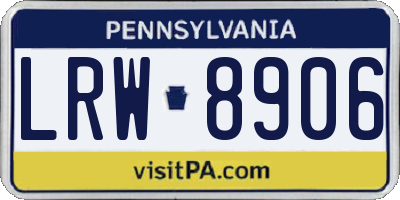 PA license plate LRW8906