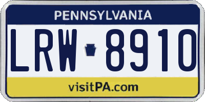 PA license plate LRW8910