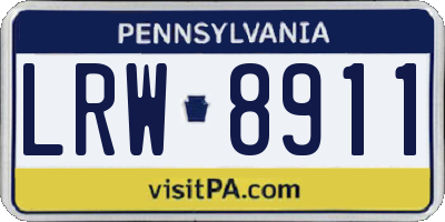 PA license plate LRW8911