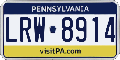 PA license plate LRW8914