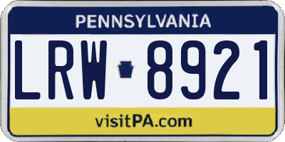 PA license plate LRW8921