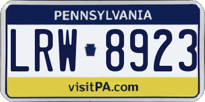 PA license plate LRW8923