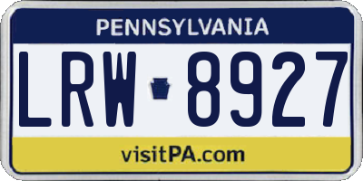 PA license plate LRW8927