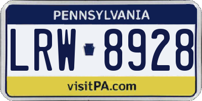 PA license plate LRW8928