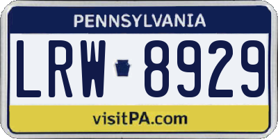 PA license plate LRW8929
