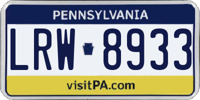 PA license plate LRW8933