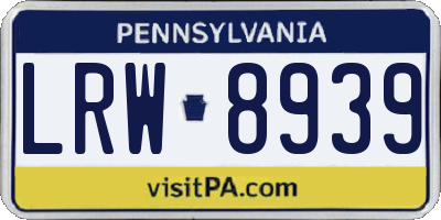 PA license plate LRW8939