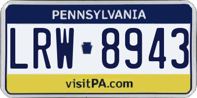 PA license plate LRW8943