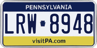 PA license plate LRW8948