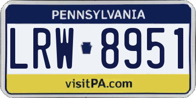 PA license plate LRW8951