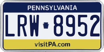 PA license plate LRW8952