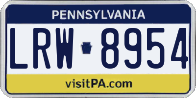 PA license plate LRW8954