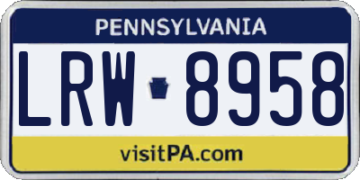 PA license plate LRW8958