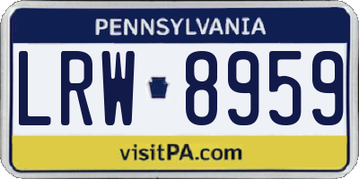 PA license plate LRW8959