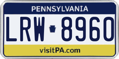 PA license plate LRW8960