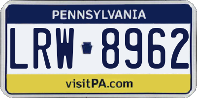 PA license plate LRW8962