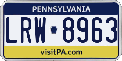 PA license plate LRW8963