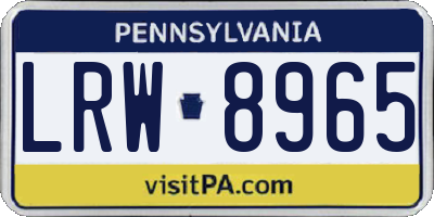 PA license plate LRW8965