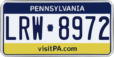 PA license plate LRW8972