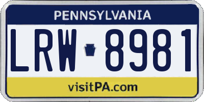 PA license plate LRW8981