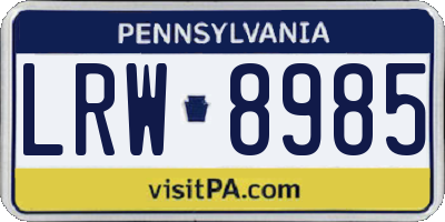 PA license plate LRW8985